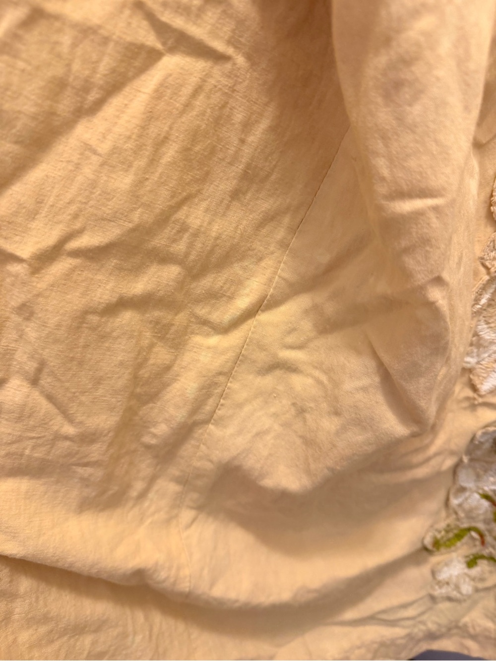 Embroidered Pale Yellow Open-Front duster with Blue Trim free people like - Picture 12 of 13